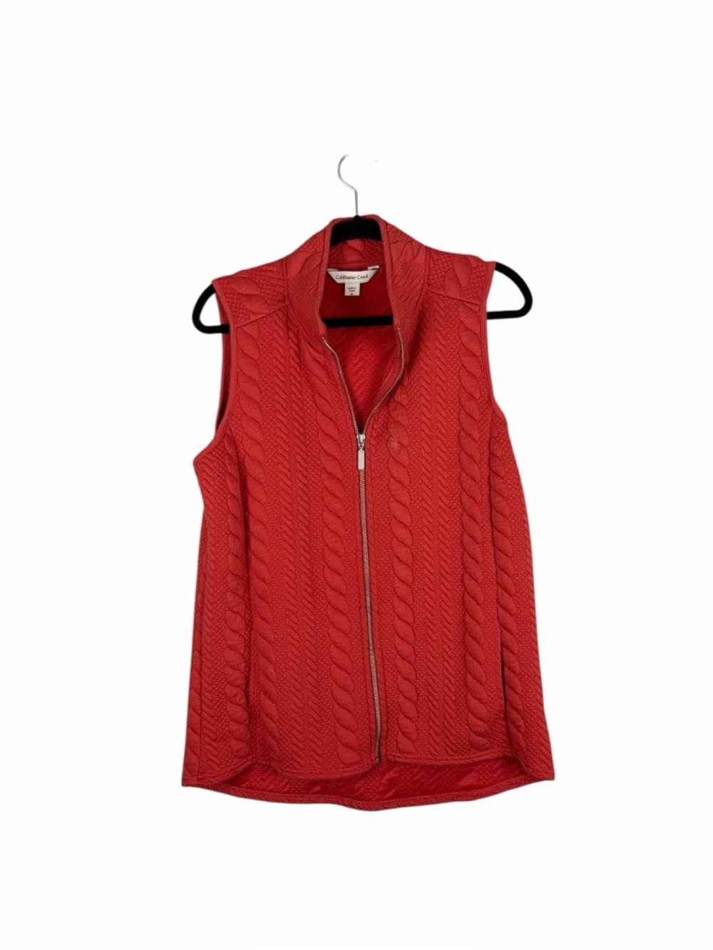 Coldwater Creek Red Textured Zip Front Vest Size Medium